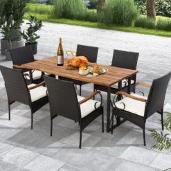 2er Terrassen-Korbstühle mit robustem Metallrahmen & wetterfestem Korbgeflecht