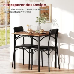 Essgruppe Esstisch mit 2 Stühlen quadratischer Küchentisch & 2 Stühle mit gepolsterten Sitzen