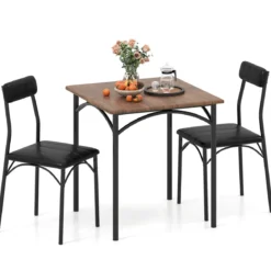 Essgruppe Esstisch mit 2 Stühlen quadratischer Küchentisch & 2 Stühle mit gepolsterten Sitzen