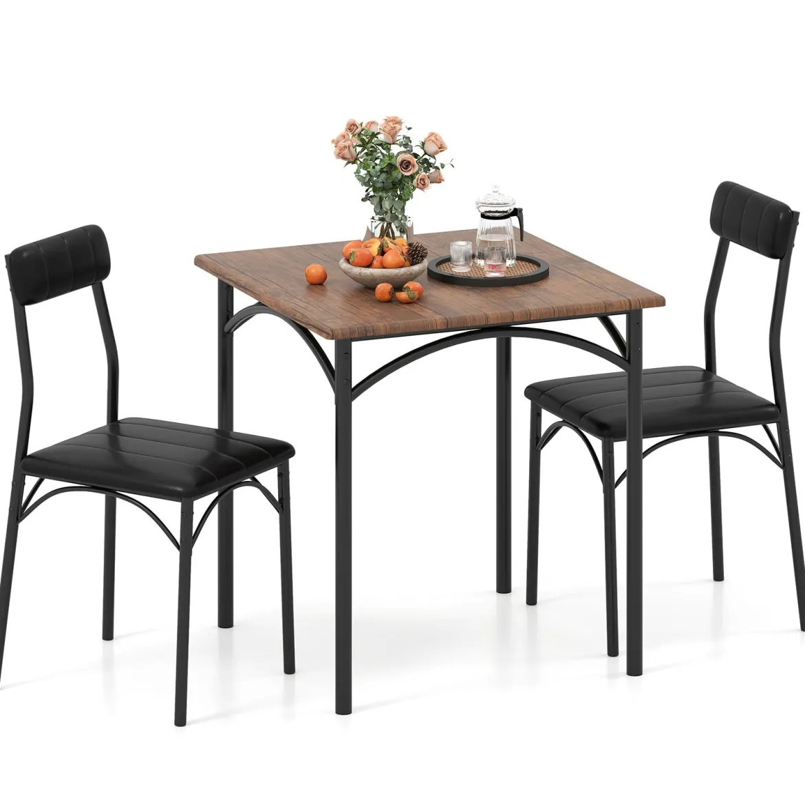 Essgruppe Esstisch mit 2 Stühlen quadratischer Küchentisch & 2 Stühle mit gepolsterten Sitzen
