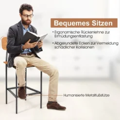 Ess-Set 5-Teiliges Esstisch-Set mit Tisch und 4 Barhockern Walnuss