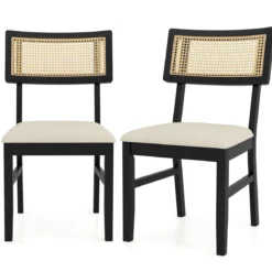 Esszimmerstühle 2er set Küchenstühle mit gepolstertem Sitz Gummibaumholz Beine Schwarz