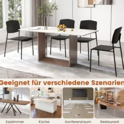 Esszimmerstuhl-Set aus 4 Stühlen Küchenstühle mit Rückenlehne stapelbare Küchensessel Bunt/Schwarz