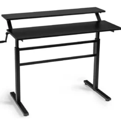 2-Etagen Höhenverstellbarer Sitz-Steh-Schreibtisch Ergonomischer Computertisch 120 x 60 x 88-126 cm Schwarz