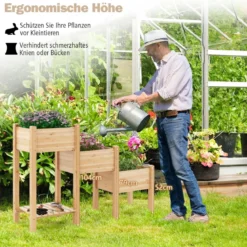 3 Etagen Hochbeet aus Holz mit Entwässerungslöchern Erhöhtes Gartenbeet Natur
