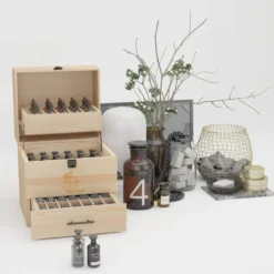 3 Etagen Ätherisches Öl Organizer 59 Fächer Ätherische Öl-Box Aufbewahrungsbox mit Schublade Holz