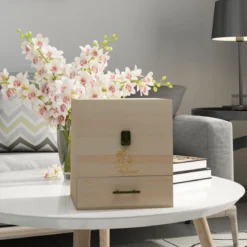 3 Etagen Ätherisches Öl Organizer 59 Fächer Ätherische Öl-Box Aufbewahrungsbox mit Schublade Holz