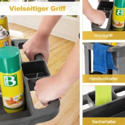 3 Etagen Werkstatt-Rollwagen mit Verstellbarem Mittelboden & Griff Werkstattwagen Grau