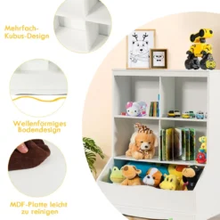 3-etagiger Spielzeugschrank Schrank mit vier offenen Fächern und einem Kasten 67 x 40 x 88 cm Weiß