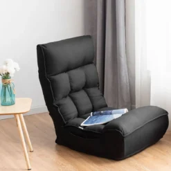 4-fach verstellbarer Boden-Klappstuhl gepolstertes Gaming-Bodensofa Schwarz