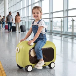 Fahrbarer Kleinkindkoffer mit Rollen Ausklappbaren Seitenpedalen & Sitz 25 kg Belastbarkeit