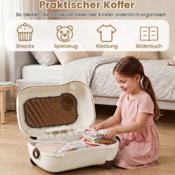 Fahrbarer Kleinkindkoffer mit Rollen Ausklappbaren Seitenpedalen & Sitz 25 kg Belastbarkeit