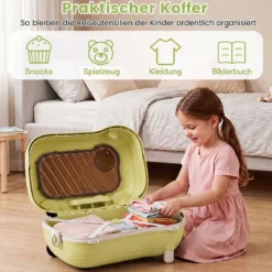 Fahrbarer Kleinkindkoffer mit Rollen Ausklappbaren Seitenpedalen & Sitz 25 kg Belastbarkeit