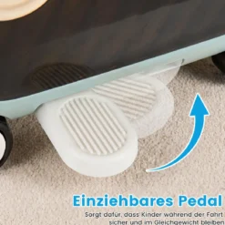 Fahrbarer Kleinkindkoffer mit Rollen Ausklappbaren Seitenpedalen & Sitz 25 kg Belastbarkeit