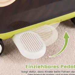 Fahrbarer Kleinkindkoffer mit Rollen Ausklappbaren Seitenpedalen & Sitz 25 kg Belastbarkeit