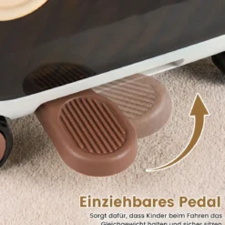 Fahrbarer Kleinkindkoffer mit Rollen Ausklappbaren Seitenpedalen & Sitz 25 kg Belastbarkeit