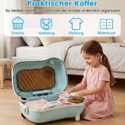 Fahrbarer Kleinkindkoffer mit Rollen Ausklappbaren Seitenpedalen & Sitz 25 kg Belastbarkeit