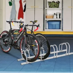 Fahrradständer für 4 Räder Fahrradständer Mehrfachständer Stahl Bodenständer Aufstellständer Silber
