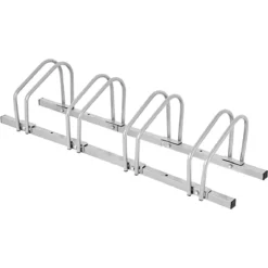 Fahrradständer für 4 Räder Fahrradständer Mehrfachständer Stahl Bodenständer Aufstellständer Silber