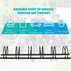 Fahrradständer mit 6 Fahrrad Stellplätze Standparker Bodenständer Schwarz