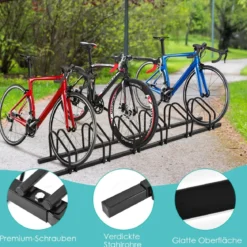 Fahrradständer mit 6 Fahrrad Stellplätze Standparker Bodenständer Schwarz