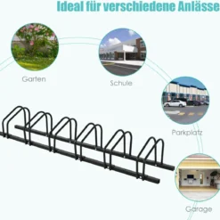 Fahrradständer mit 6 Fahrrad Stellplätze Standparker Bodenständer Schwarz