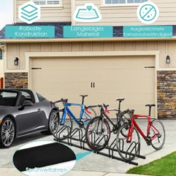 Fahrradständer mit 6 Fahrrad Stellplätze Standparker Bodenständer Schwarz