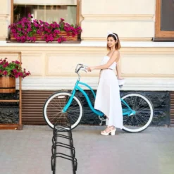 Fahrradständer mit 6 Fahrrad Stellplätze Standparker Bodenständer Schwarz