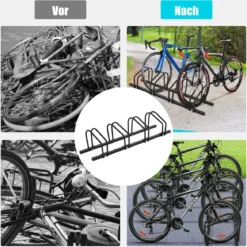 Fahrradständer Standparker Bodenständer Aufstellständer mit 4 Fahrrad Stellplätze Mehrfachständer Stahl Schwarz