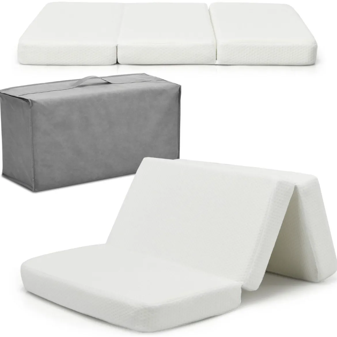 Faltbare Baby-Matratze Matratze aus Rückstellschaum Reisebettmatratze tragbar 96 x 65 x 8 cm Weiß