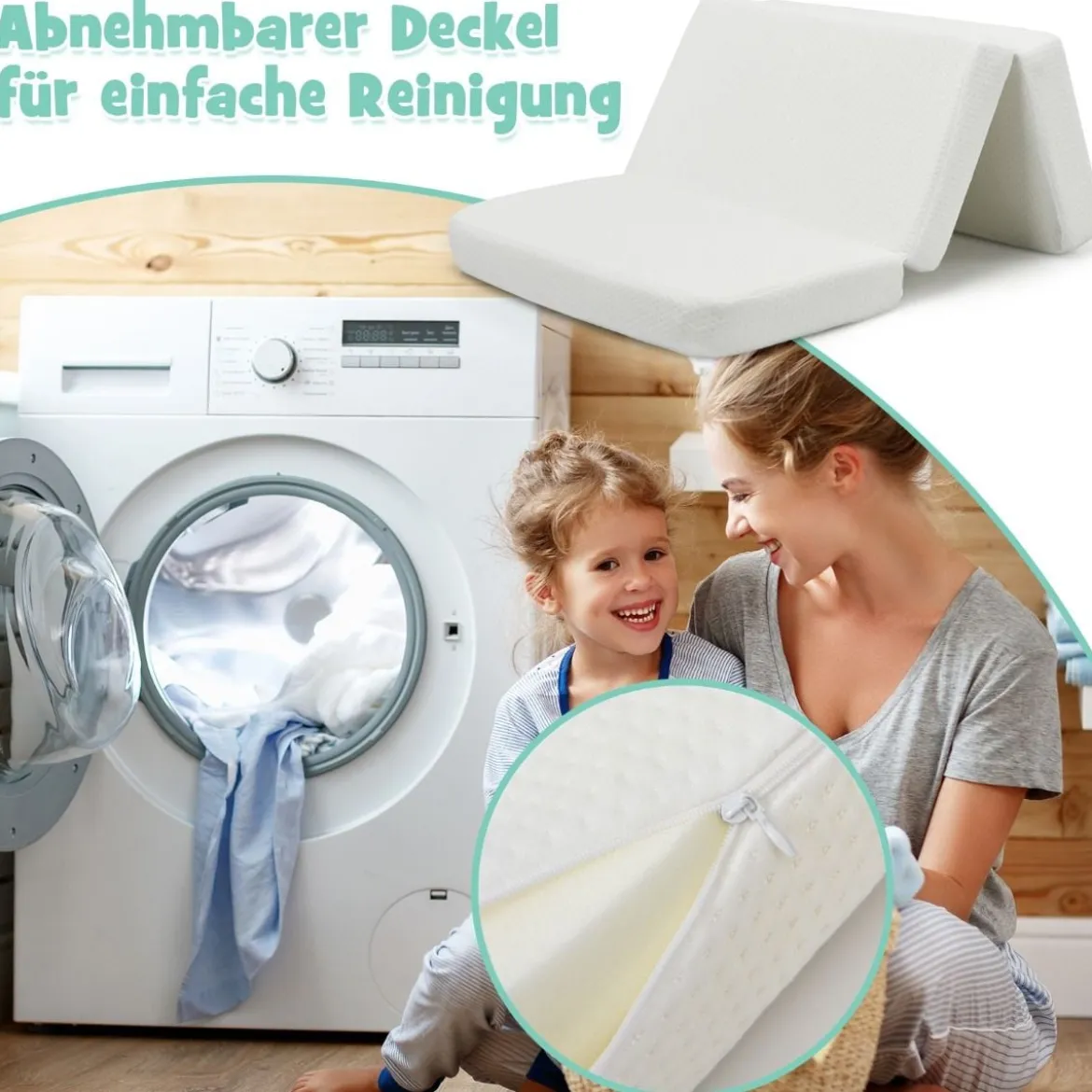 Faltbare Baby-Matratze Matratze aus Rückstellschaum Reisebettmatratze tragbar 96 x 65 x 8 cm Weiß