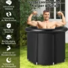 Faltbare Badewanne mit Tragetasche & Reparaturset & Abdeckung Tragbares Eisbad Schwarz