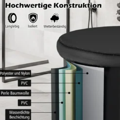 Faltbare Badewanne mit Tragetasche & Reparaturset & Abdeckung Tragbares Eisbad Schwarz