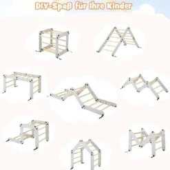 Faltbare Holzkletterer Spielzeuge mit Verstellbarer & Umkehrbarer Rampe Klettergerüst Kletterdreieck