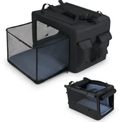 Faltbare Hundebox mit 2 Öffnungen & Fenster & Netzkorb Hund Transportbox Hundetasche