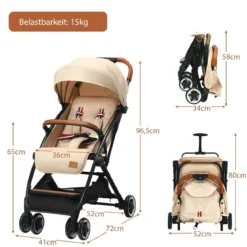 Faltbarer Kinderwagen mit Verstellbare Rückenlehne & Fußstütze & Verdeck