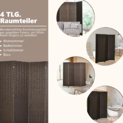 faltbarer Raumteiler Sichtschutz Raumtrenner Papier-Raumteiler 180 x 181 cm Braun