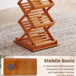 Faltbarer Zeitschriftenständer mit 5 Ablagefächern aus Bambus 40 x 35 x 146 cm Walnuss