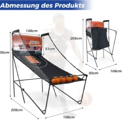 Faltbares Arcade Basketball Spiel Kinder Basketballkorb mit 8 spannenden Spielmodi elektronische Punktezählsystem