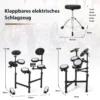 Faltbares E-Drum Set mit Mesh Pads & 150 Sounds & 10 Demos 7 Teiliges E-Schlagzeug Komplettset