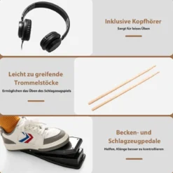 Faltbares E-Drum Set mit Mesh Pads & 150 Sounds & 10 Demos 7 Teiliges E-Schlagzeug Komplettset