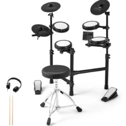 Faltbares E-Drum Set mit Mesh Pads & 150 Sounds & 10 Demos 7 Teiliges E-Schlagzeug Komplettset