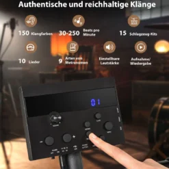 Faltbares E-Drum Set mit Mesh Pads & 150 Sounds & 10 Demos 7 Teiliges E-Schlagzeug Komplettset