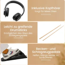 Faltbares E-Drum Set mit Mesh Pads & 225 Sounds & 30 Demos & Metronom E-Schlagzeug Komplettset