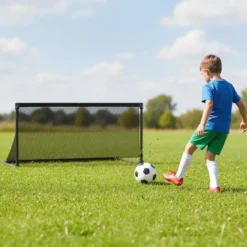 Faltbares Fußballtor 100x50x47cm Metallrahmen Pe Netz Erdspieße Für Outdoor Training Schwarz