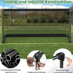 Faltbares Fußballtor 150x71x76cm Metallrahmen Wetterfestes PE Netz Erdspieße Einfach Montierbar für Outdoor Training Schwarz