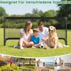 Faltbares Fußballtor 150x71x76cm Metallrahmen Wetterfestes PE Netz Erdspieße Einfach Montierbar für Outdoor Training Schwarz