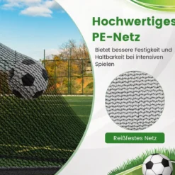 Faltbares Fußballtor 150x71x76cm Metallrahmen Wetterfestes PE Netz Erdspieße Einfach Montierbar für Outdoor Training Schwarz