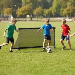 Faltbares Fußballtor 150x71x76cm Metallrahmen Wetterfestes PE Netz Erdspieße Einfach Montierbar für Outdoor Training Schwarz
