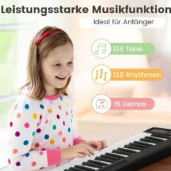 Faltbares 88-Tasten Digitalpiano Elektrisches Keyboard 137 x 16,5x 5 cm Schwarz + Weiß